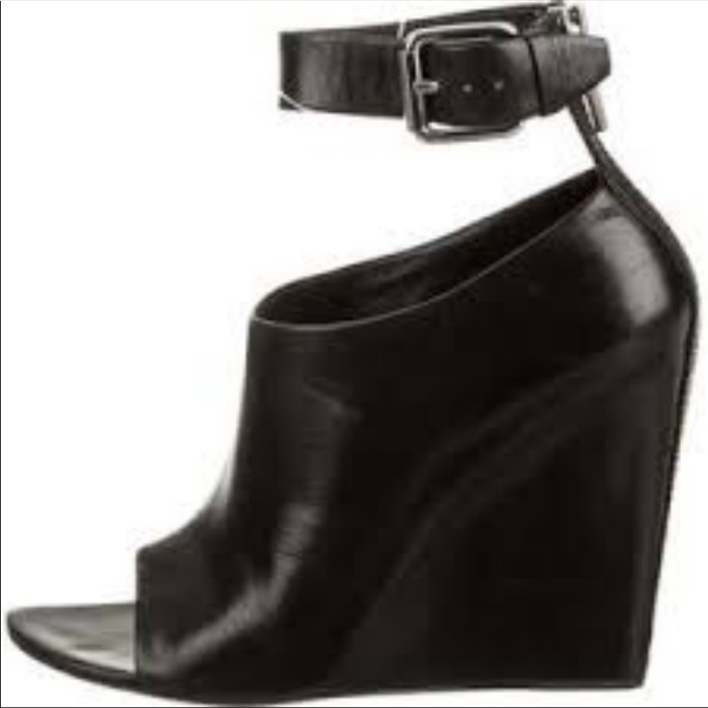 Alexander Wang Ankle Buckle Open Toe Zipper Wedge